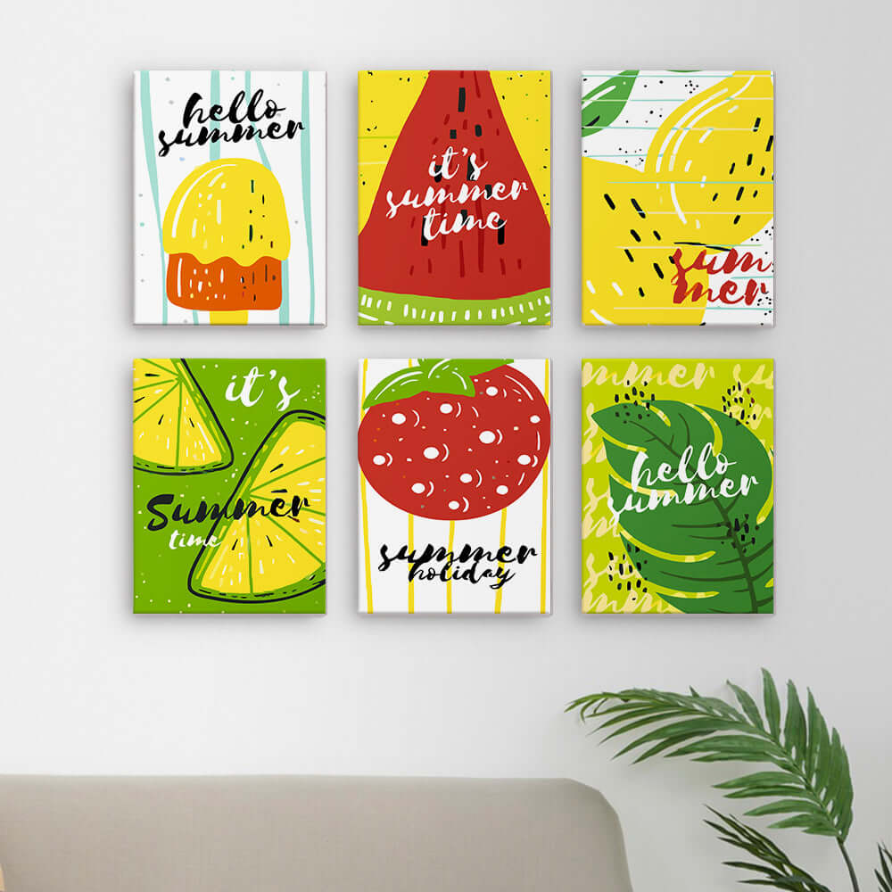 Fruity Summer (Set of 6) -  Paint by Numbers Kit for Adults -  Portrait By Numbers