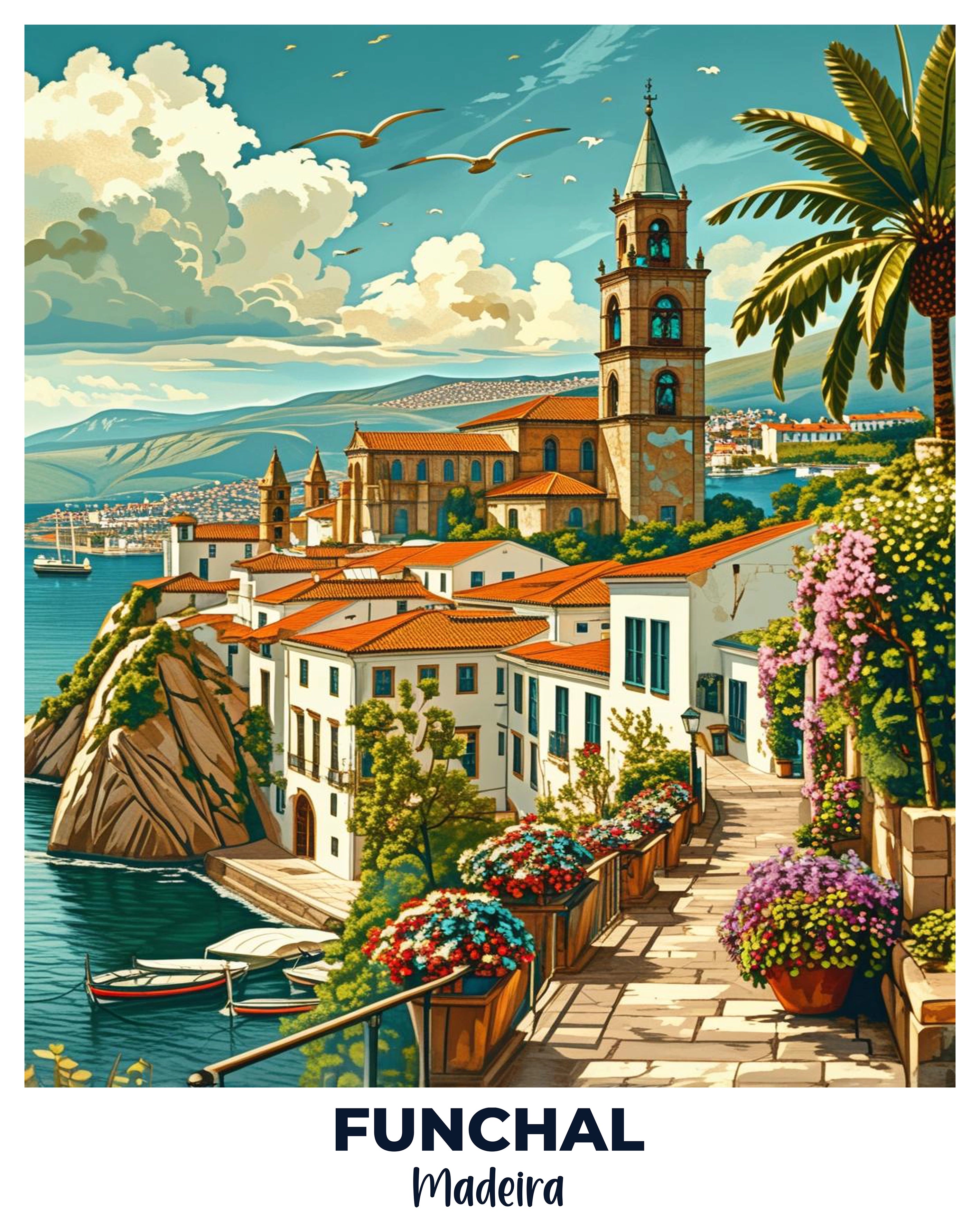 Funchal Travel Poster -  Paint by Numbers Kit for Adults -  Portrait By Numbers