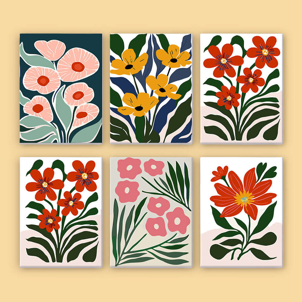 Garden Pop (Set of 6) -  Paint by numbers Kit -  Portrait By Numbers