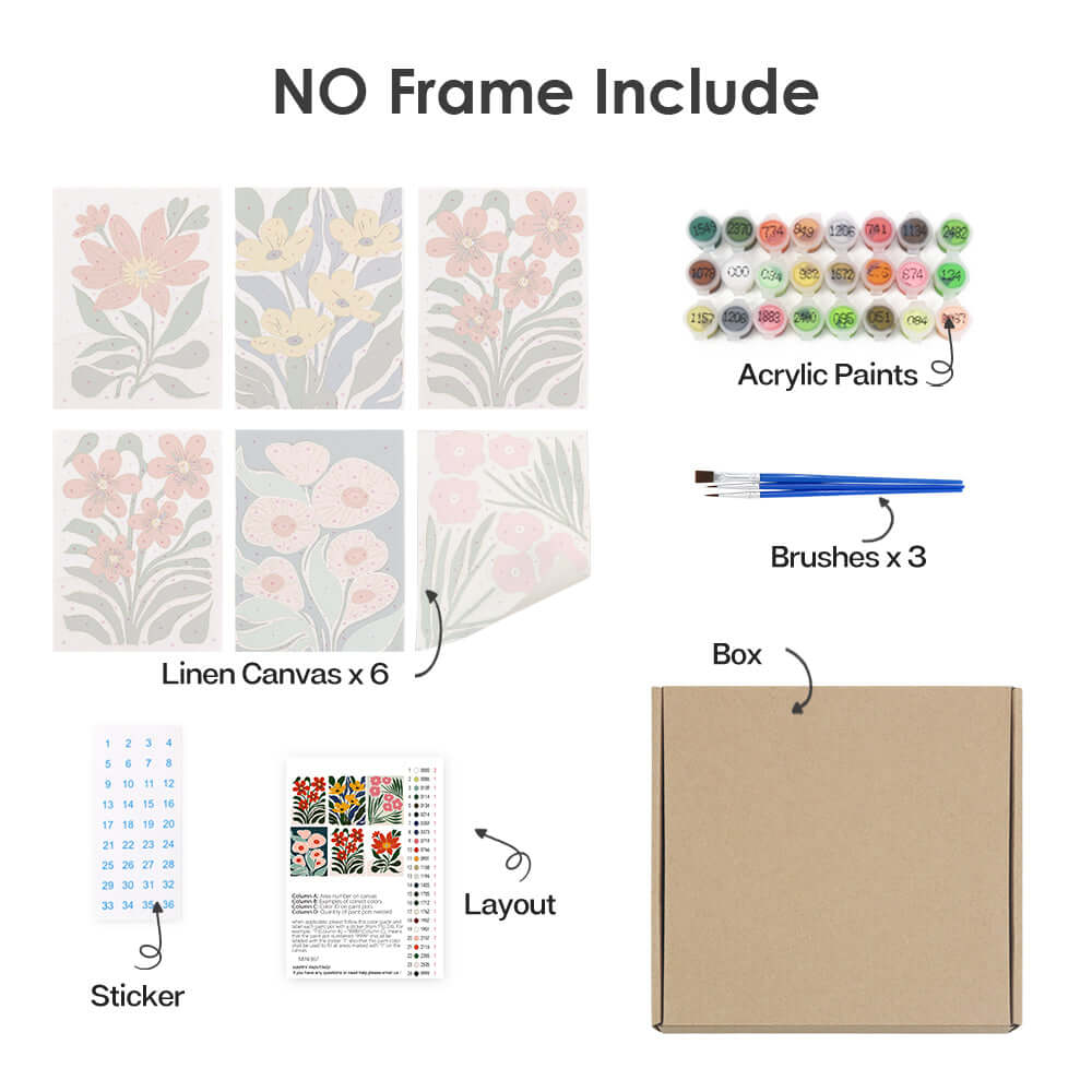 Garden Pop (Set of 6) -  Paint by numbers Kit -  Portrait By Numbers