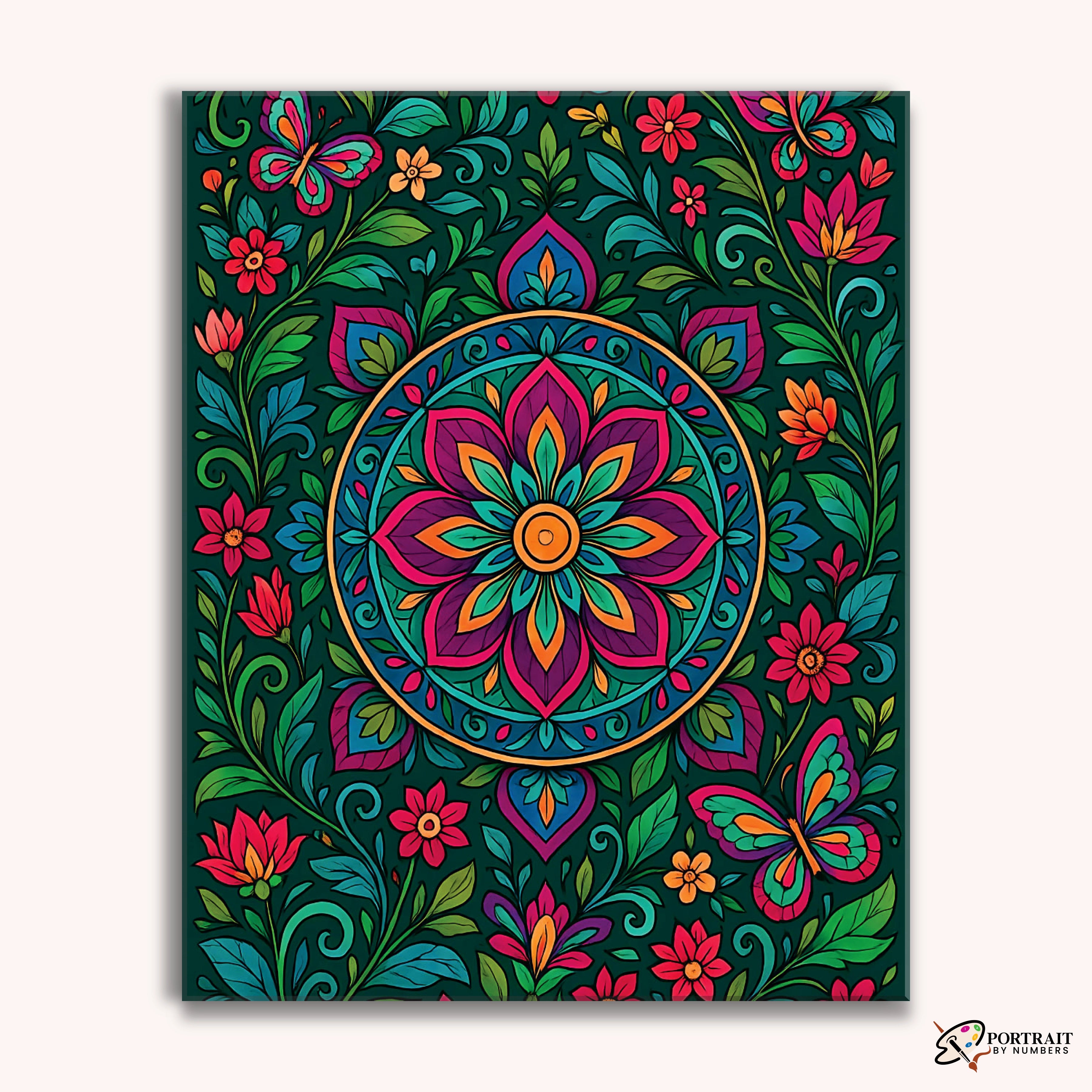 Garden Whirl (Mandala) -  Paint by Numbers Kit for Adults -  Portrait By Numbers