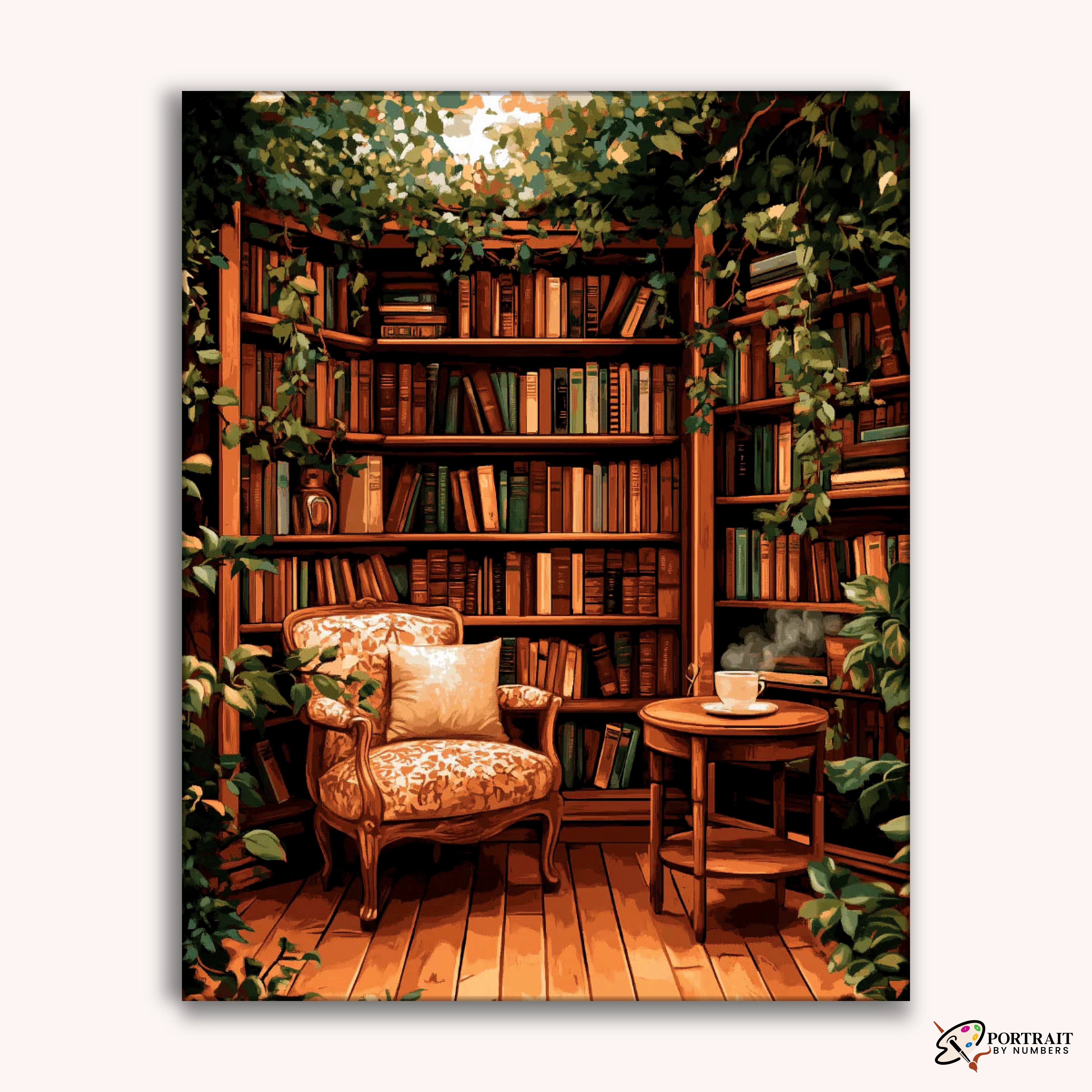 Gardener's Book Nook -  Paint by Numbers Kit for Adults -  Portrait By Numbers