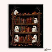 Ghostly Bookshelf -  Paint by Numbers Kit for Adults -  Portrait By Numbers