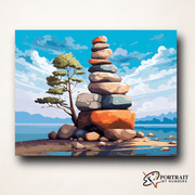 Giant Rock Balancing -  Paint by Numbers Kit for Adults -  Portrait By Numbers