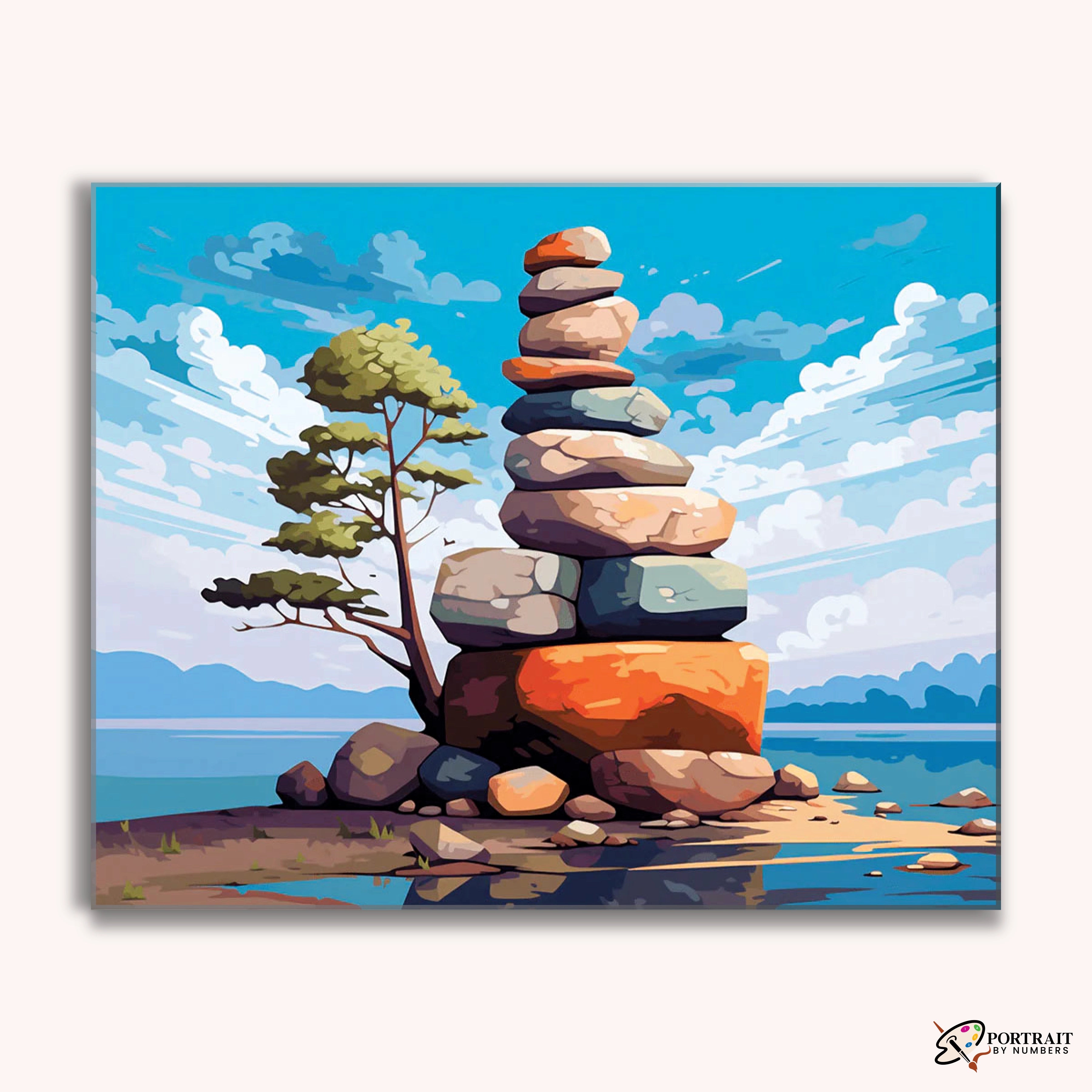 Giant Rock Balancing -  Paint by Numbers Kit for Adults -  Portrait By Numbers