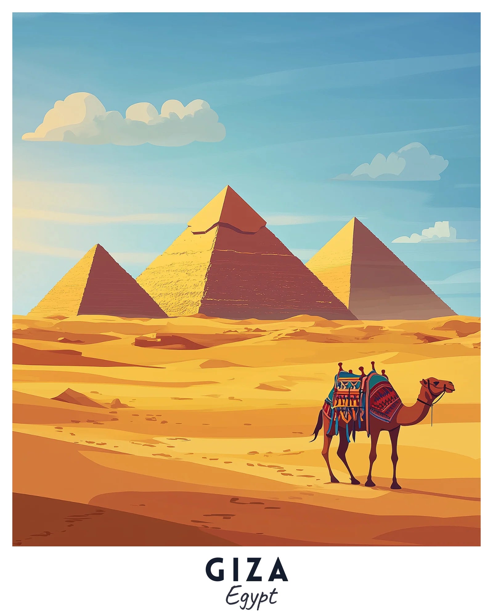Giza - Travel Poster -  Paint by Numbers Kit for Adults -  Portrait By Numbers