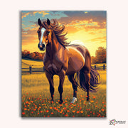 Golden Sunset Horse -  Paint by Numbers Kit for Adults -  Portrait By Numbers