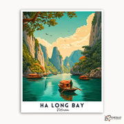 Ha Long Bay - Travel Poster -  Paint by Numbers Kit for Adults -  Portrait By Numbers