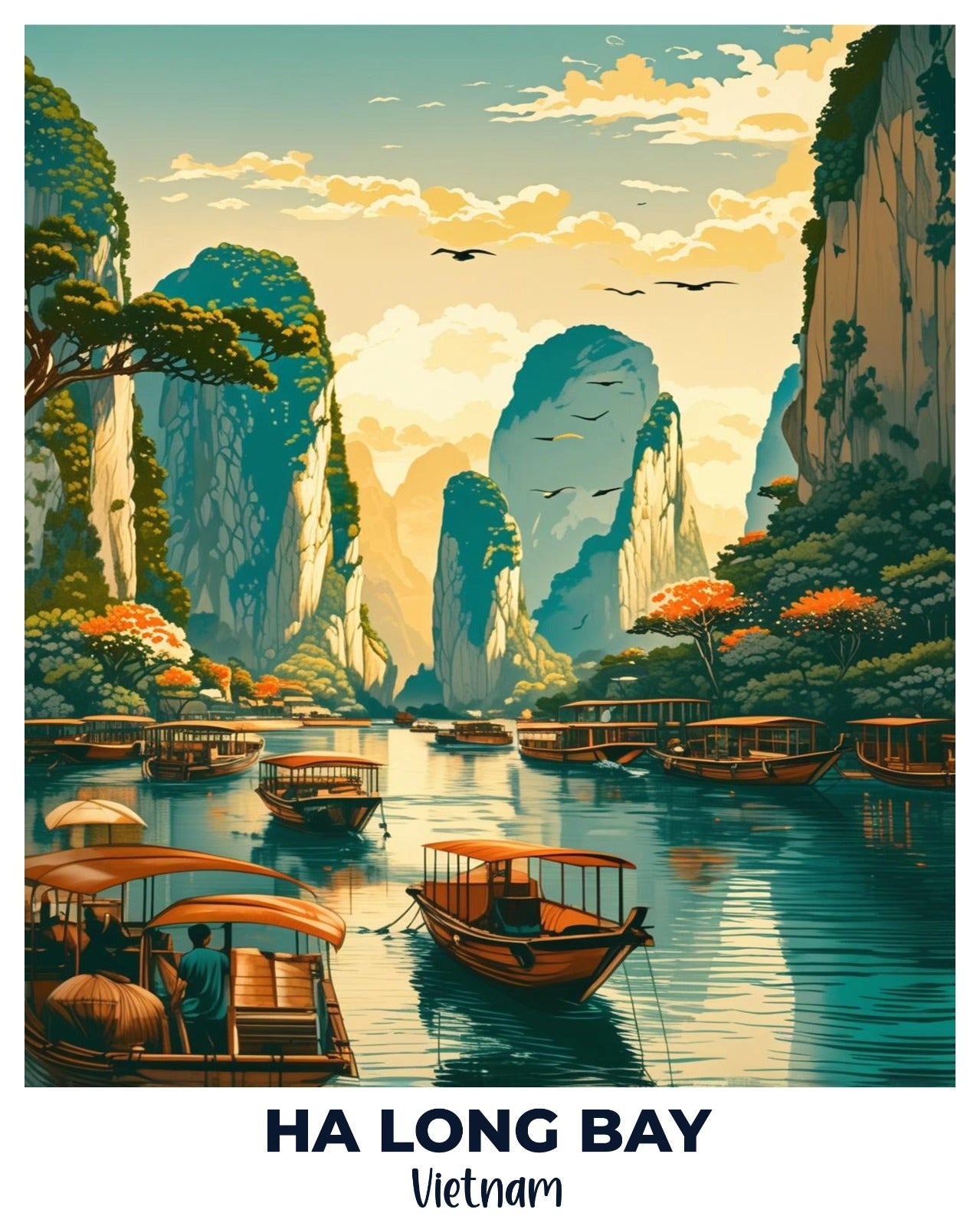 Ha Long Bay Travel Poster -  Paint by Numbers Kit for Adults -  Portrait By Numbers