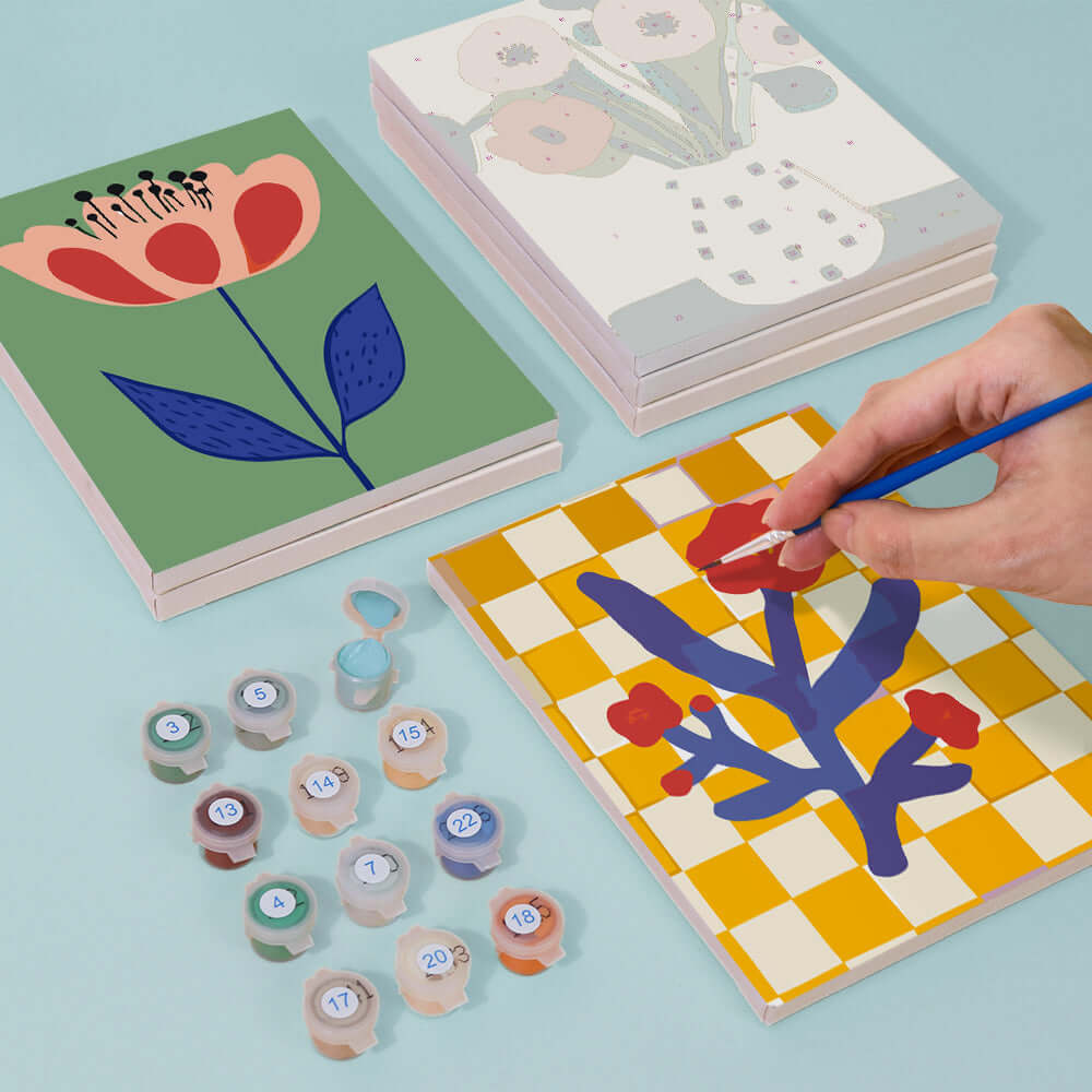 Happy Blooms (Set of 6) -  Paint by numbers Kit -  Portrait By Numbers