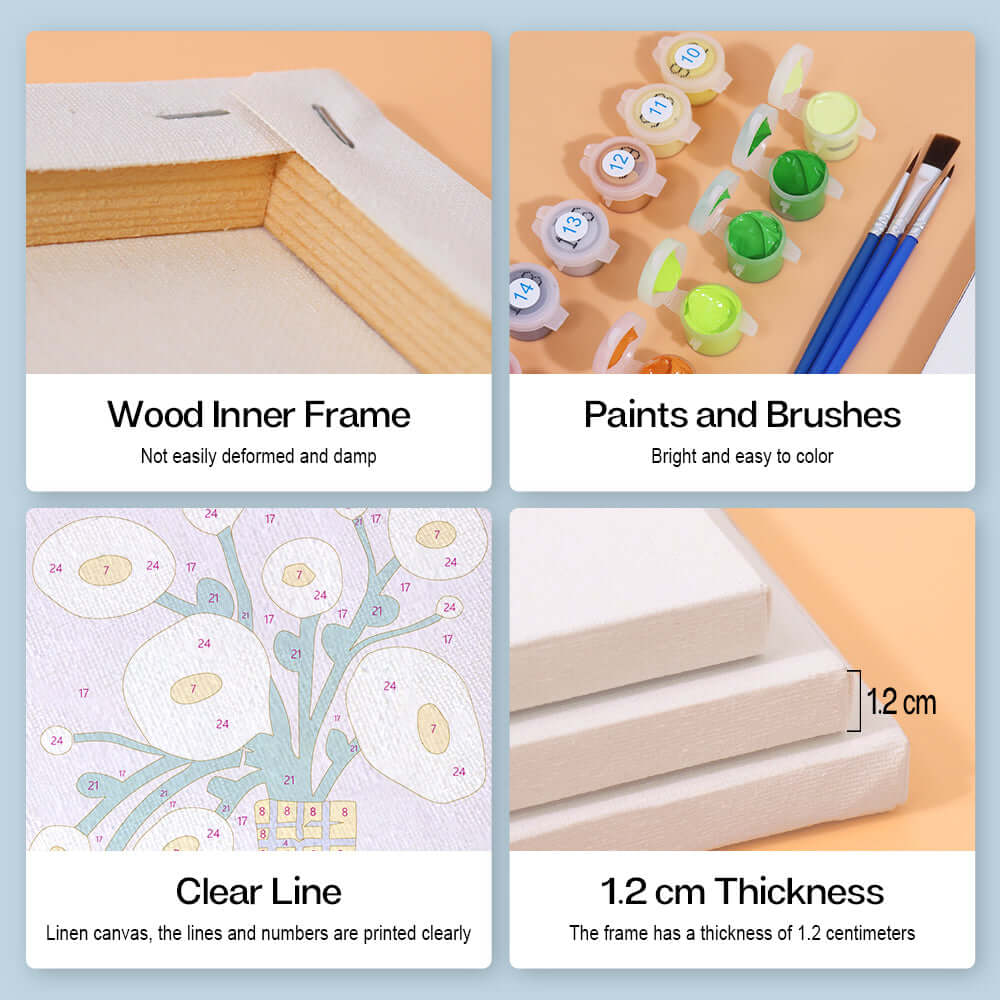 Happy Blooms (Set of 6) -  Paint by numbers Kit -  Portrait By Numbers