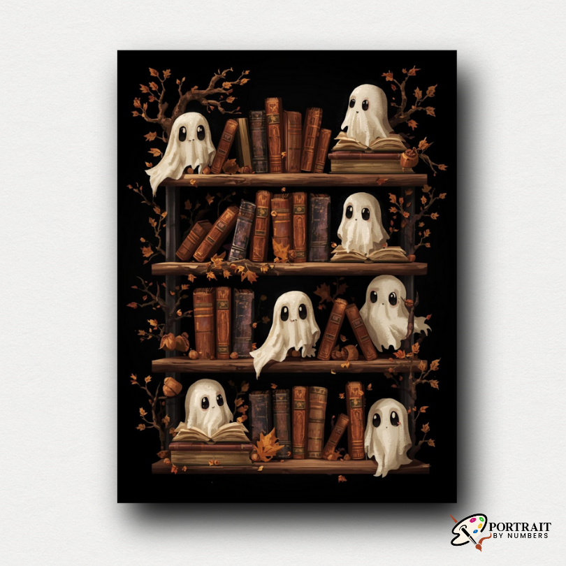 Haunted Library -  Paint by numbers Kit -  Portrait By Numbers