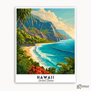Hawaii USA - Travel Poster -  Paint by Numbers Kit for Adults -  Portrait By Numbers