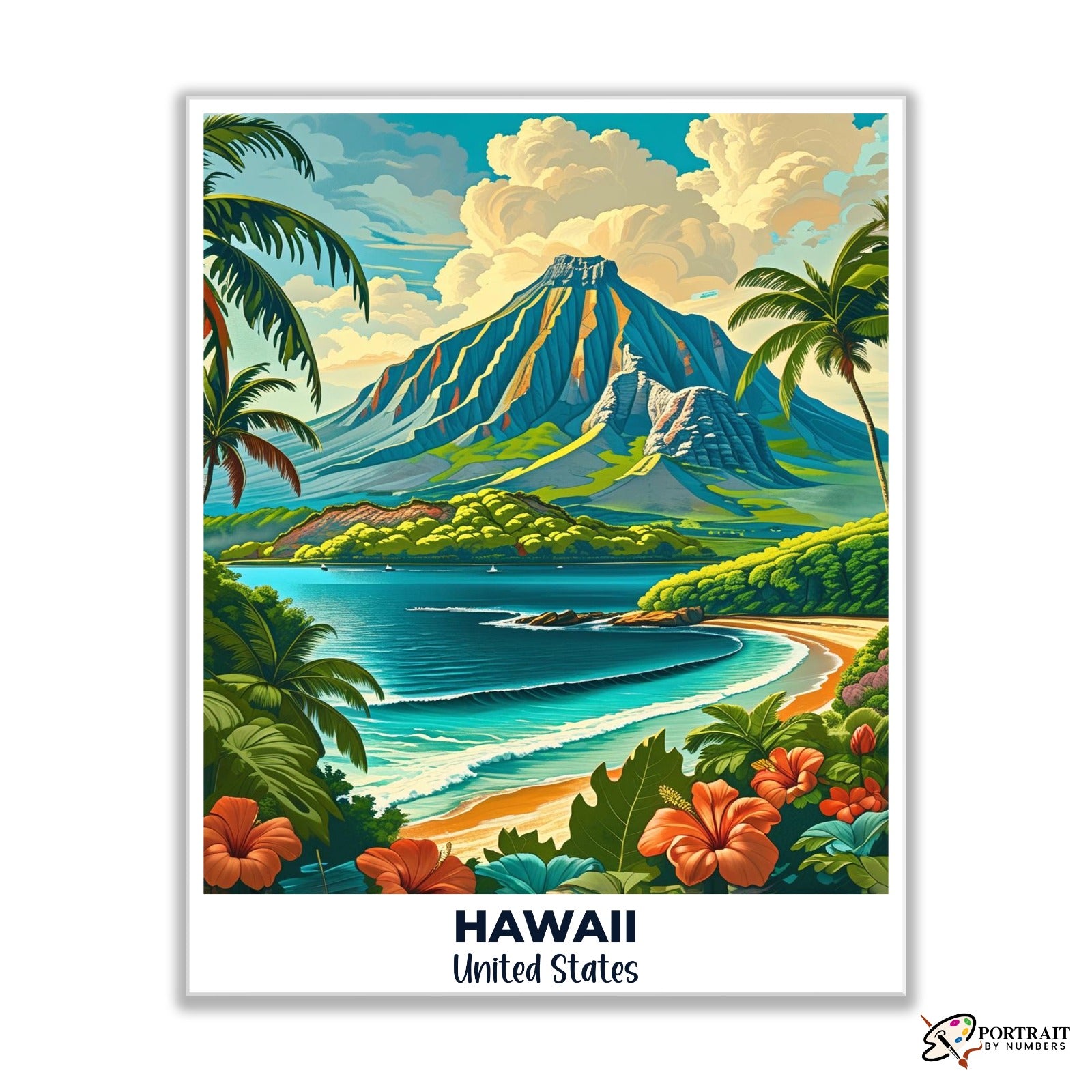 Hawaii USA Paint by Numbers Kit for Adults | Travel Poster Art