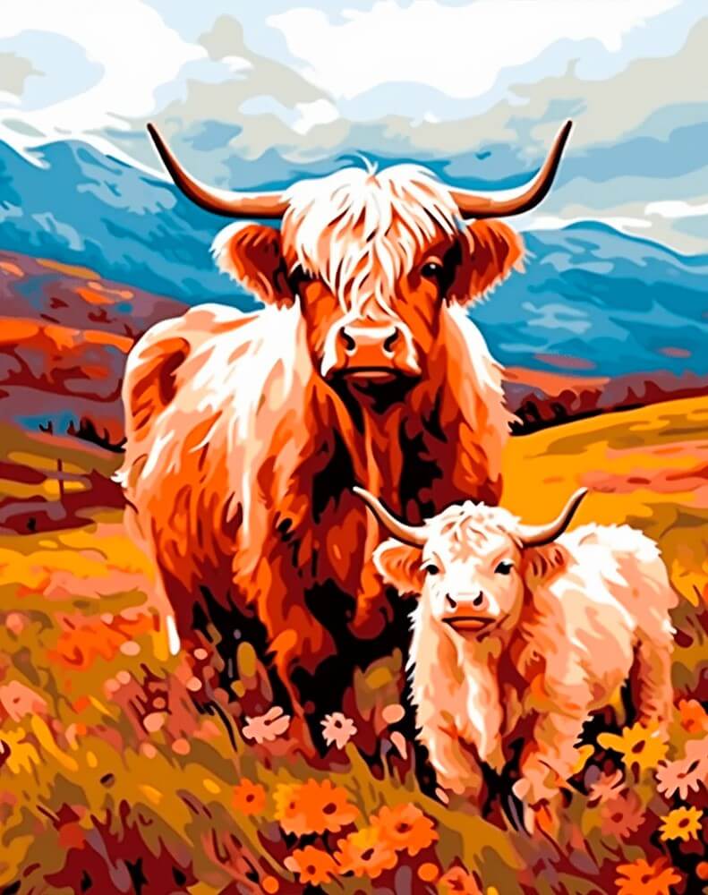 Highland Companions -  Paint by numbers -  Portrait By Numbers