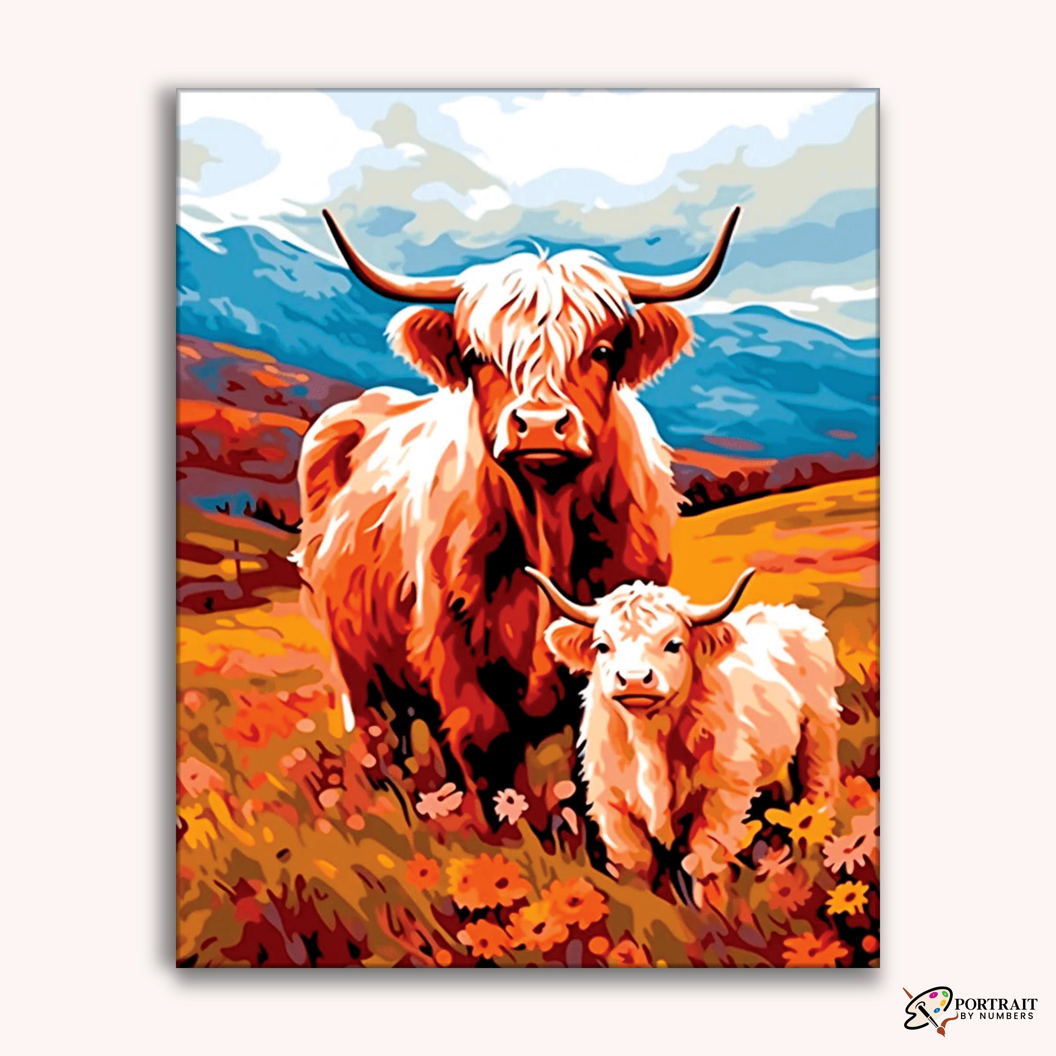 Highland Companions -  Paint by Numbers Kit for Adults -  Portrait By Numbers