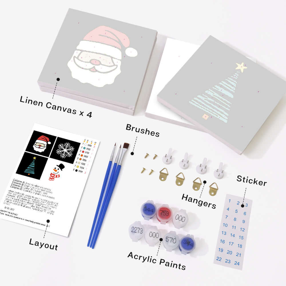 Holiday Glow (Set of 4) -  Paint by numbers Kit -  Portrait By Numbers