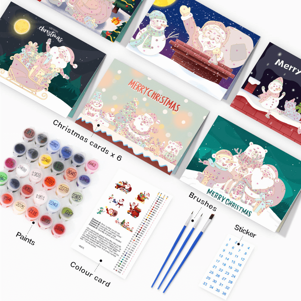 Holiday Magic (Set of 6) -  Paint by numbers Kit -  Portrait By Numbers