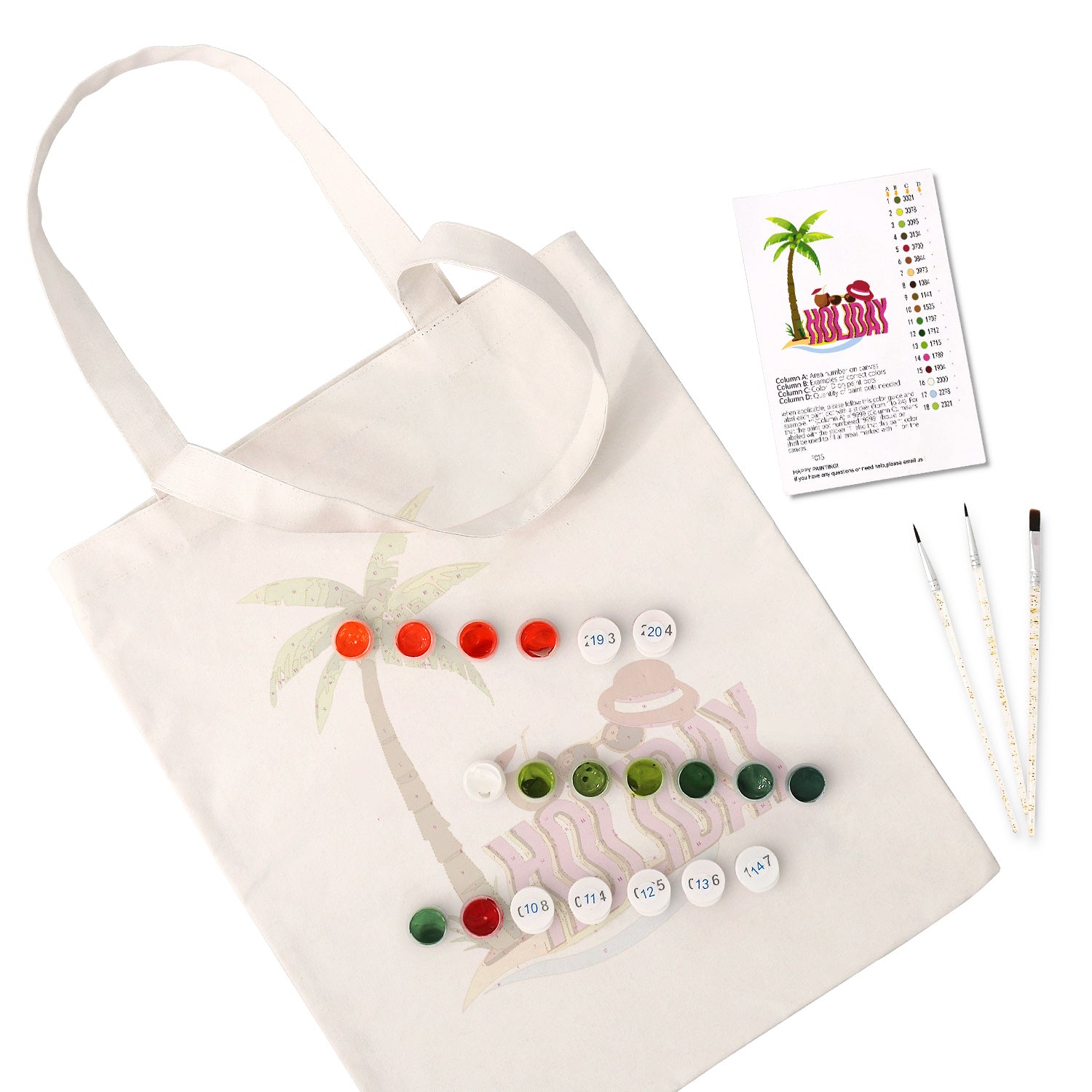 Holiday Palm Beach Bag -  Paint by Numbers Kit for Adults -  Portrait By Numbers