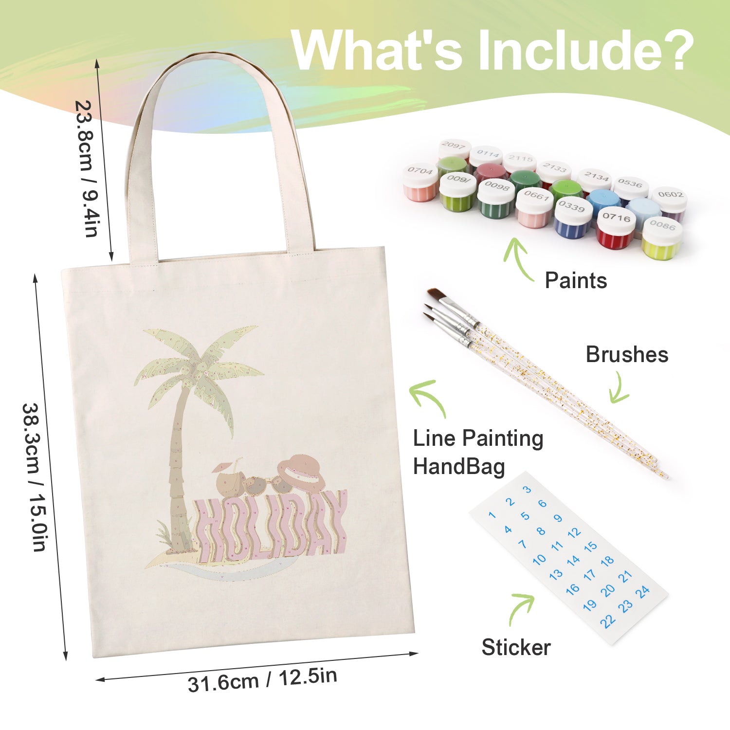 Holiday Palm Beach Bag -  Paint by Numbers Kit for Adults -  Portrait By Numbers