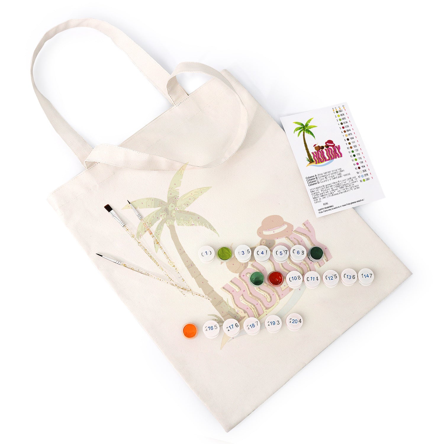 Holiday Palm Beach Bag -  Paint by Numbers Kit for Adults -  Portrait By Numbers