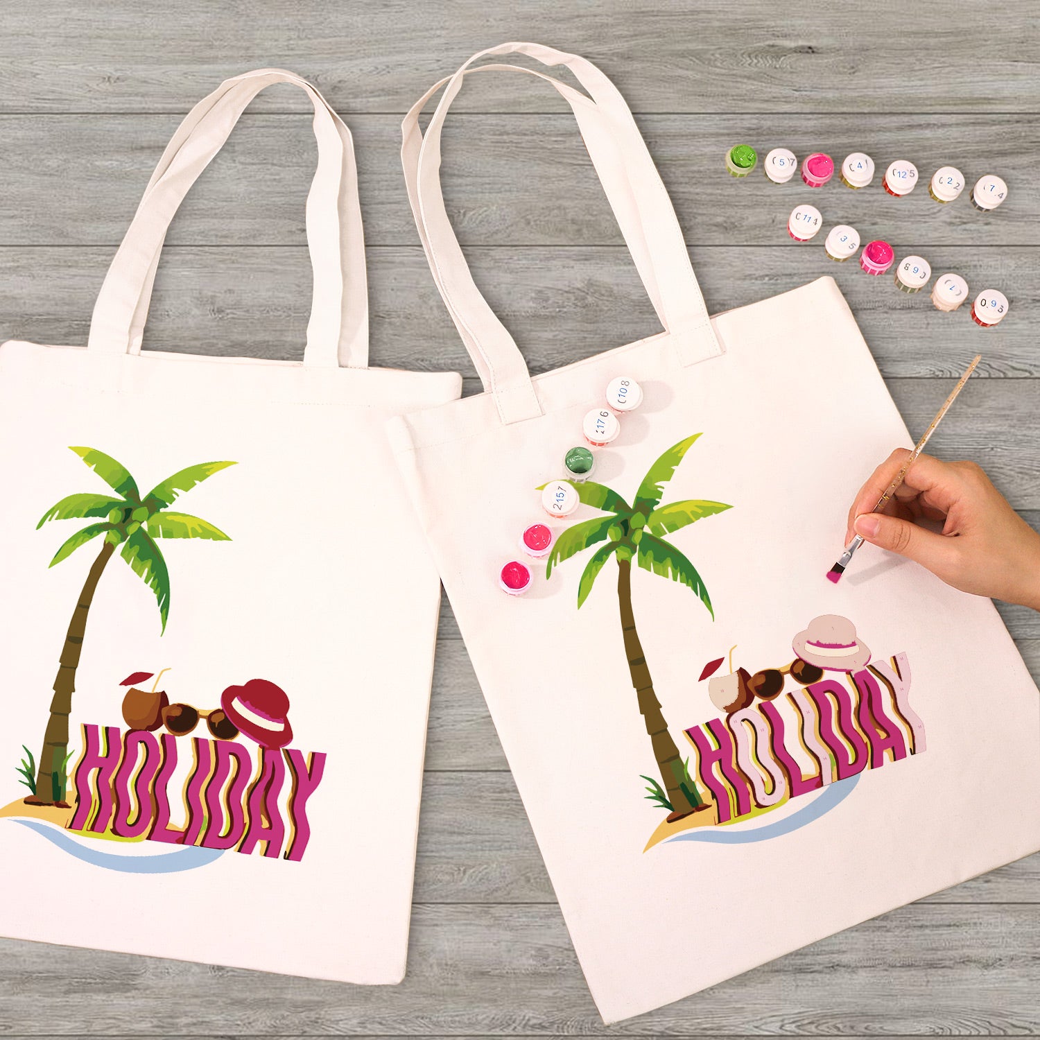 Holiday Palm Beach Bag -  Paint by Numbers Kit for Adults -  Portrait By Numbers