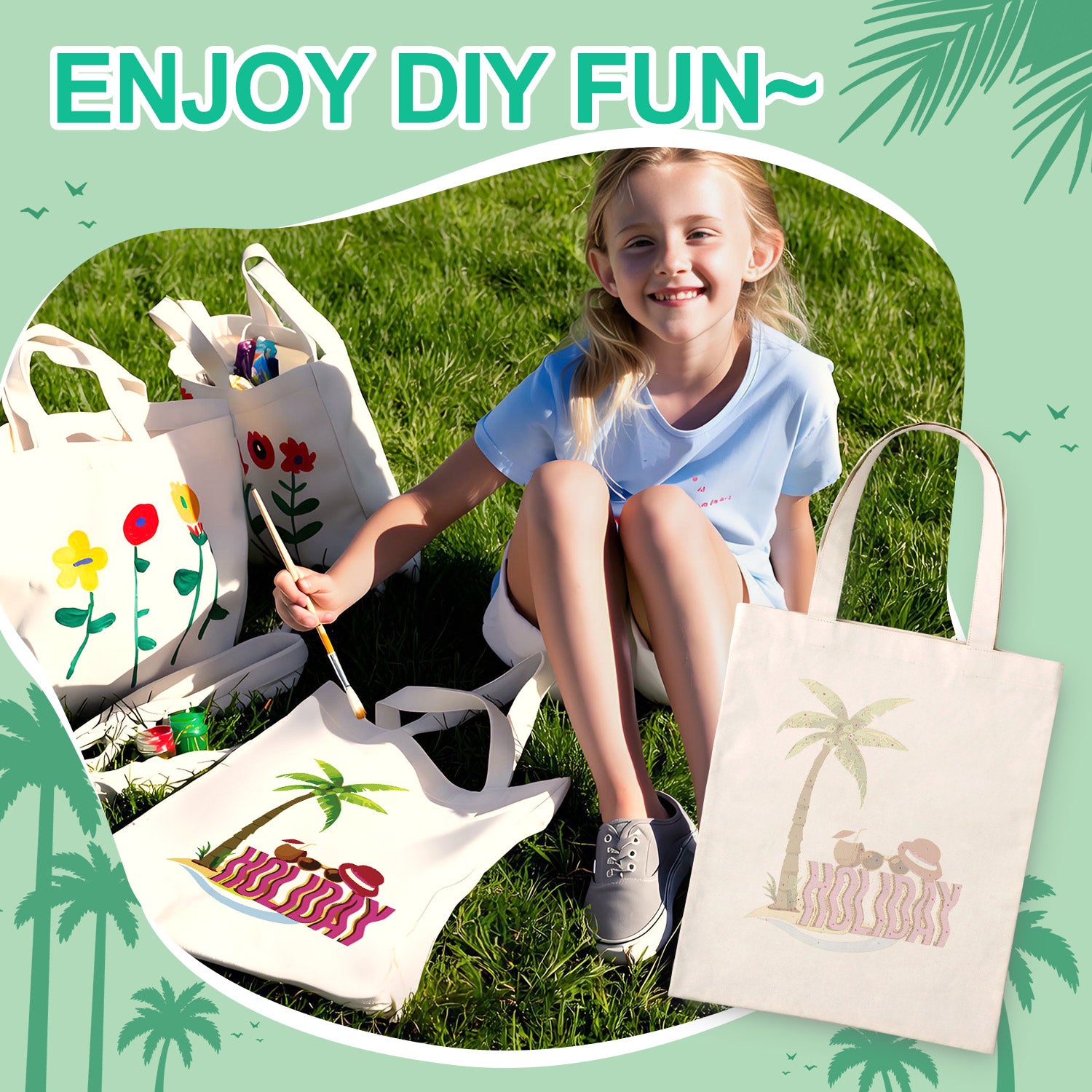 Holiday Palm Beach Bag -  Paint by Numbers Kit for Adults -  Portrait By Numbers