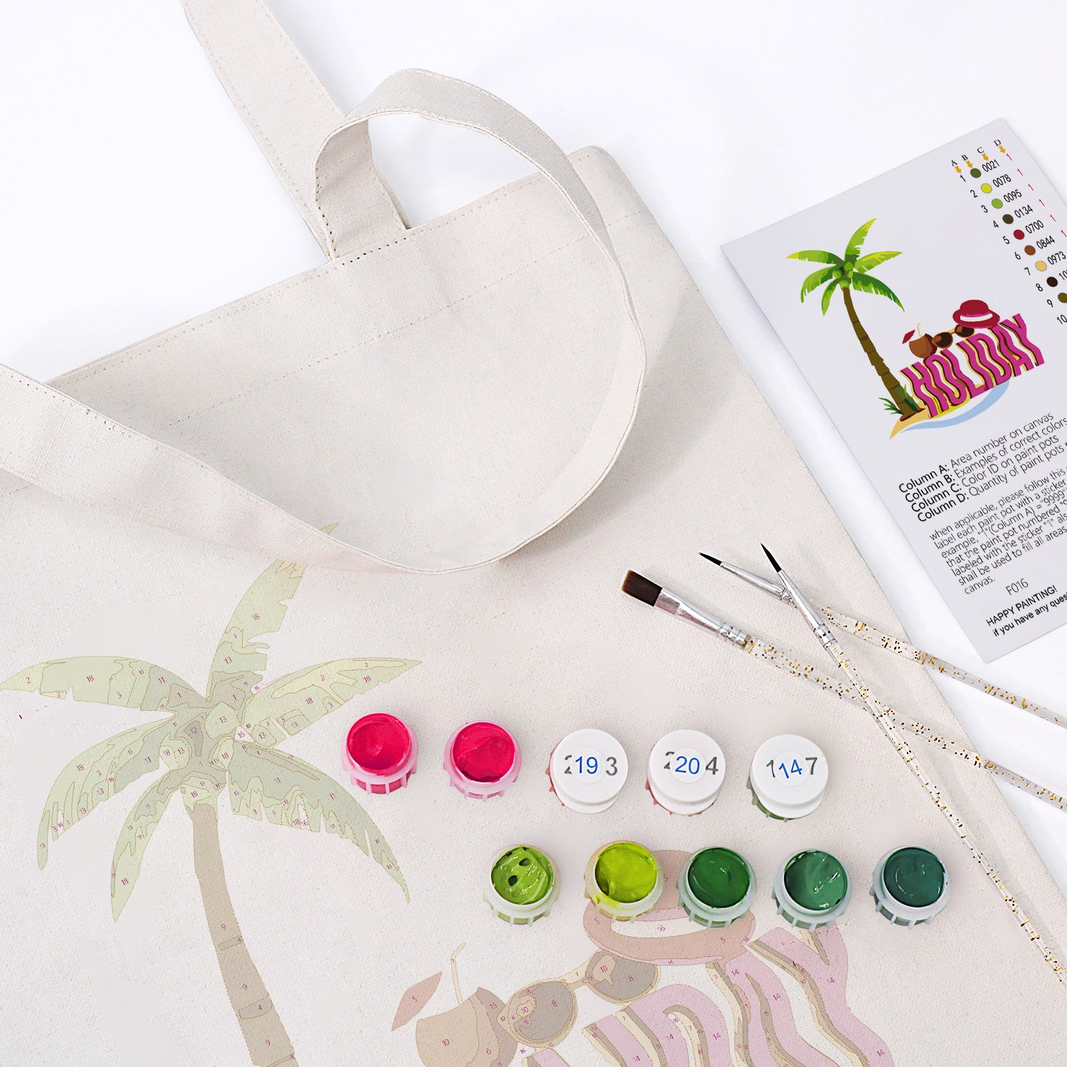 Holiday Palm Beach Bag -  Paint by Numbers Kit for Adults -  Portrait By Numbers