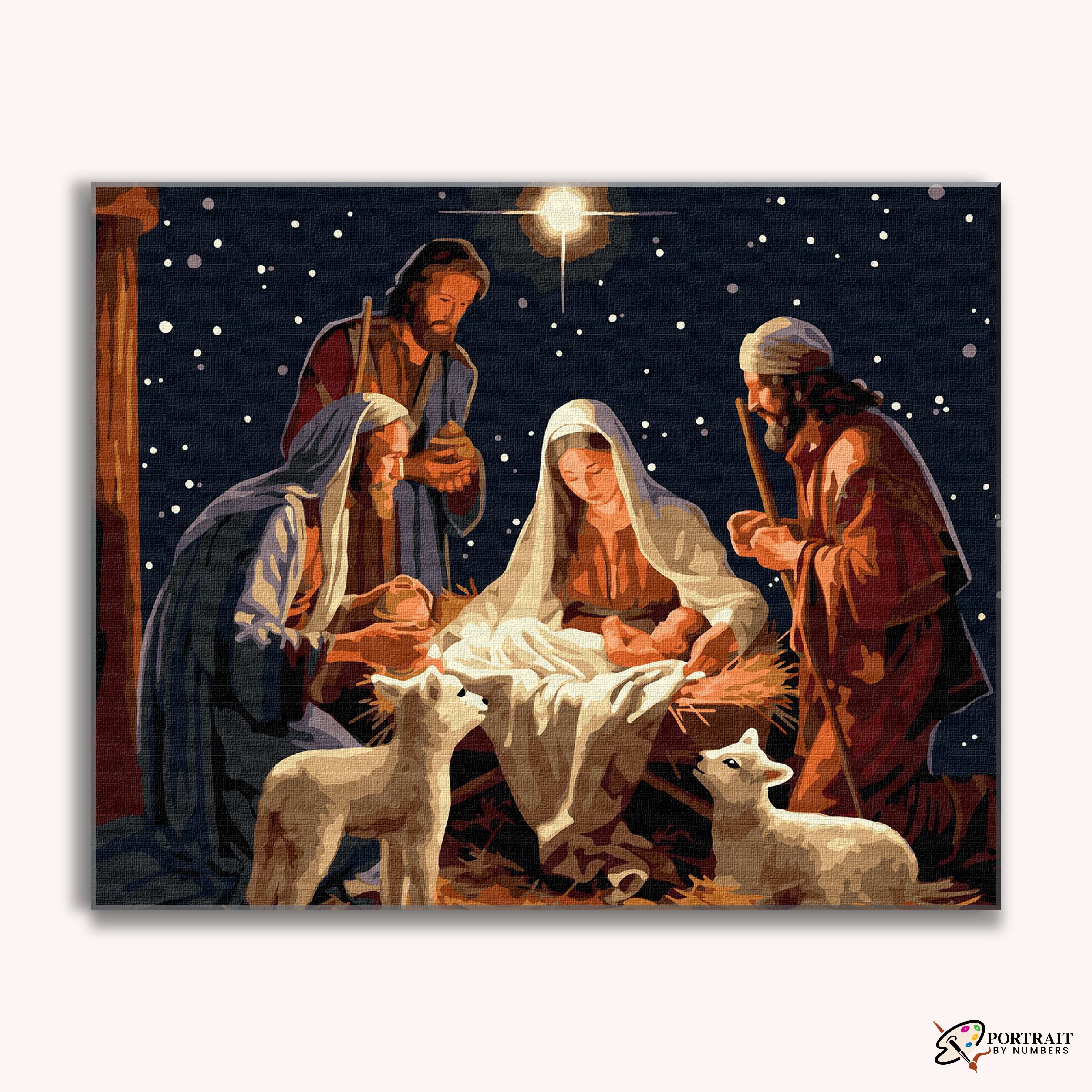Holy Night Nativity Scene -  Paint by Numbers Kit for Adults -  Portrait By Numbers