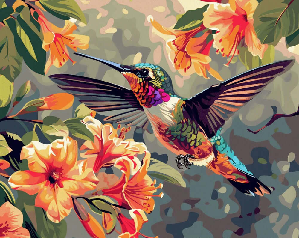 Hummingbirds Dance -  Paint by numbers -  Portrait By Numbers