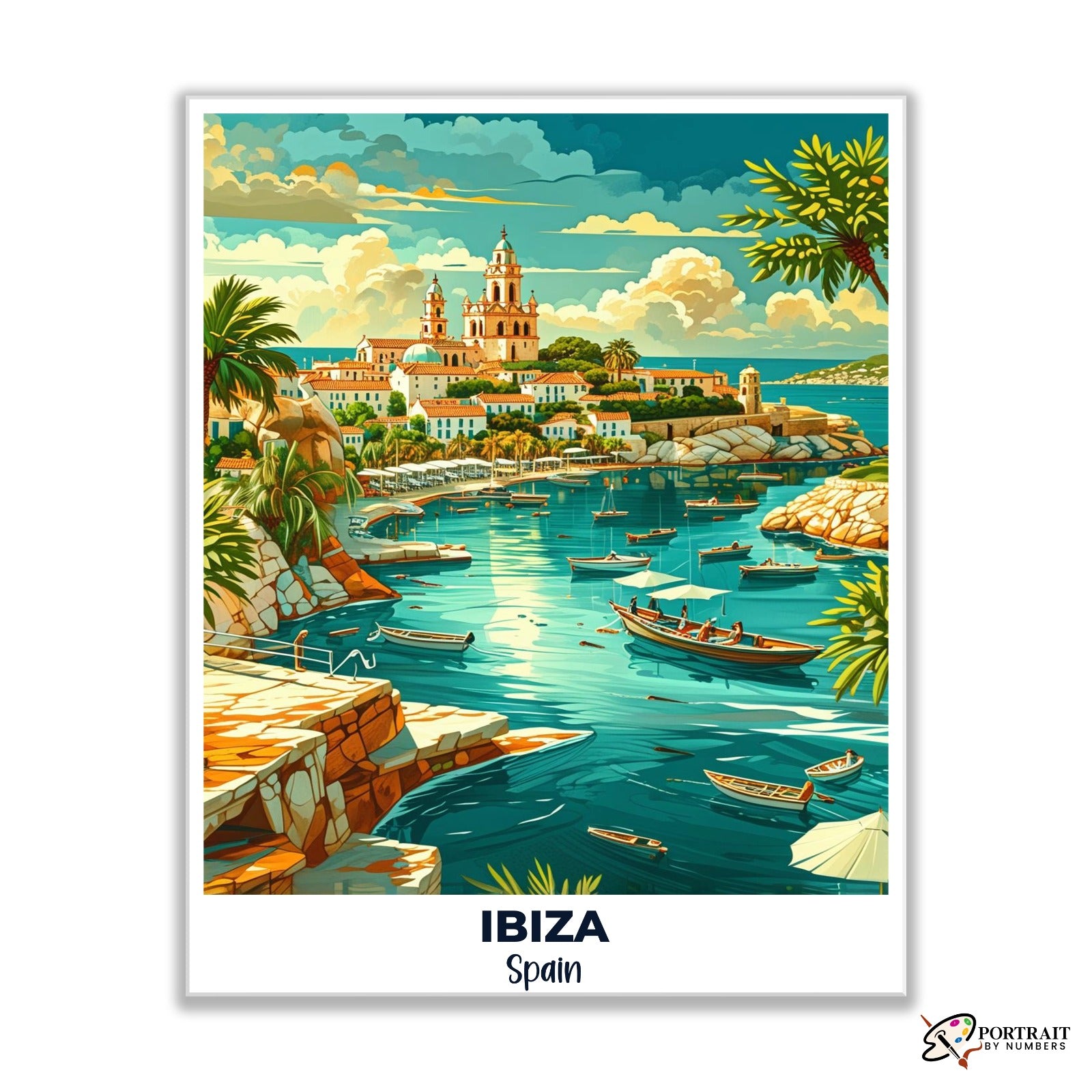 Ibiza Travel Poster -  Paint by Numbers Kit for Adults -  Portrait By Numbers