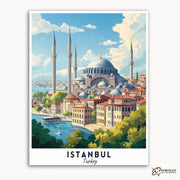 Istanbul - Travel Poster -  Paint by Numbers Kit for Adults -  Portrait By Numbers
