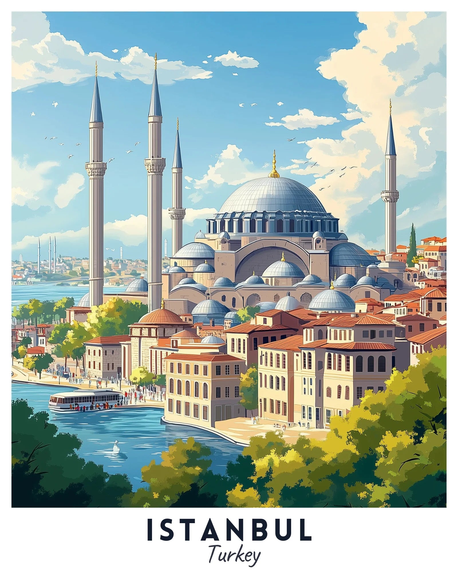 Istanbul - Travel Poster -  Paint by Numbers Kit for Adults -  Portrait By Numbers