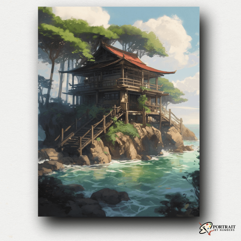 Japanese Ocean Shrine -  Paint by numbers -  Portrait By Numbers