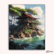 Japanese Ocean Shrine -  Paint by Numbers Kit for Adults -  Portrait By Numbers