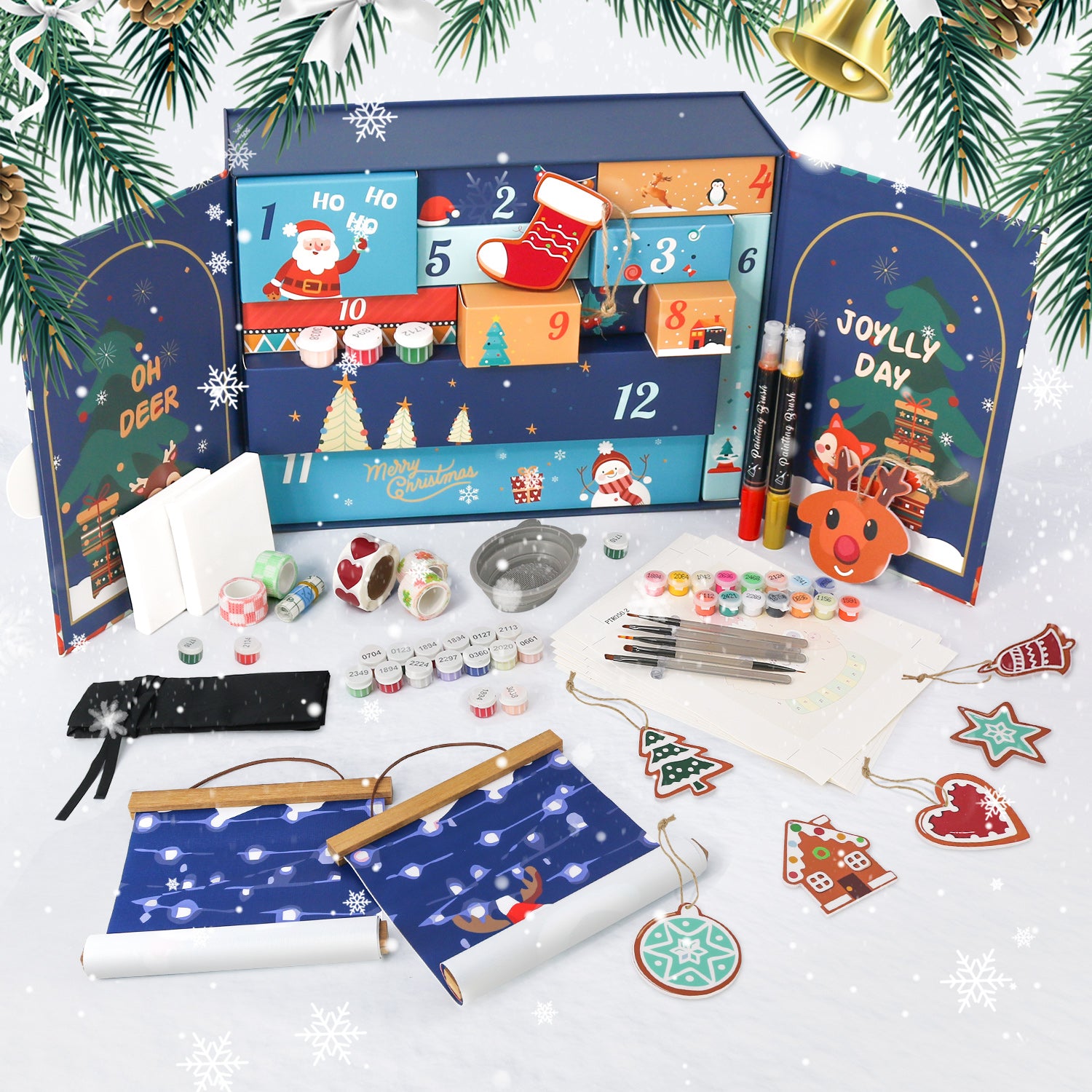 Jolly Bells Box -  Paint by Numbers Kit for Adults | Relaxing DIY Art Gift | -  Portrait By Numbers