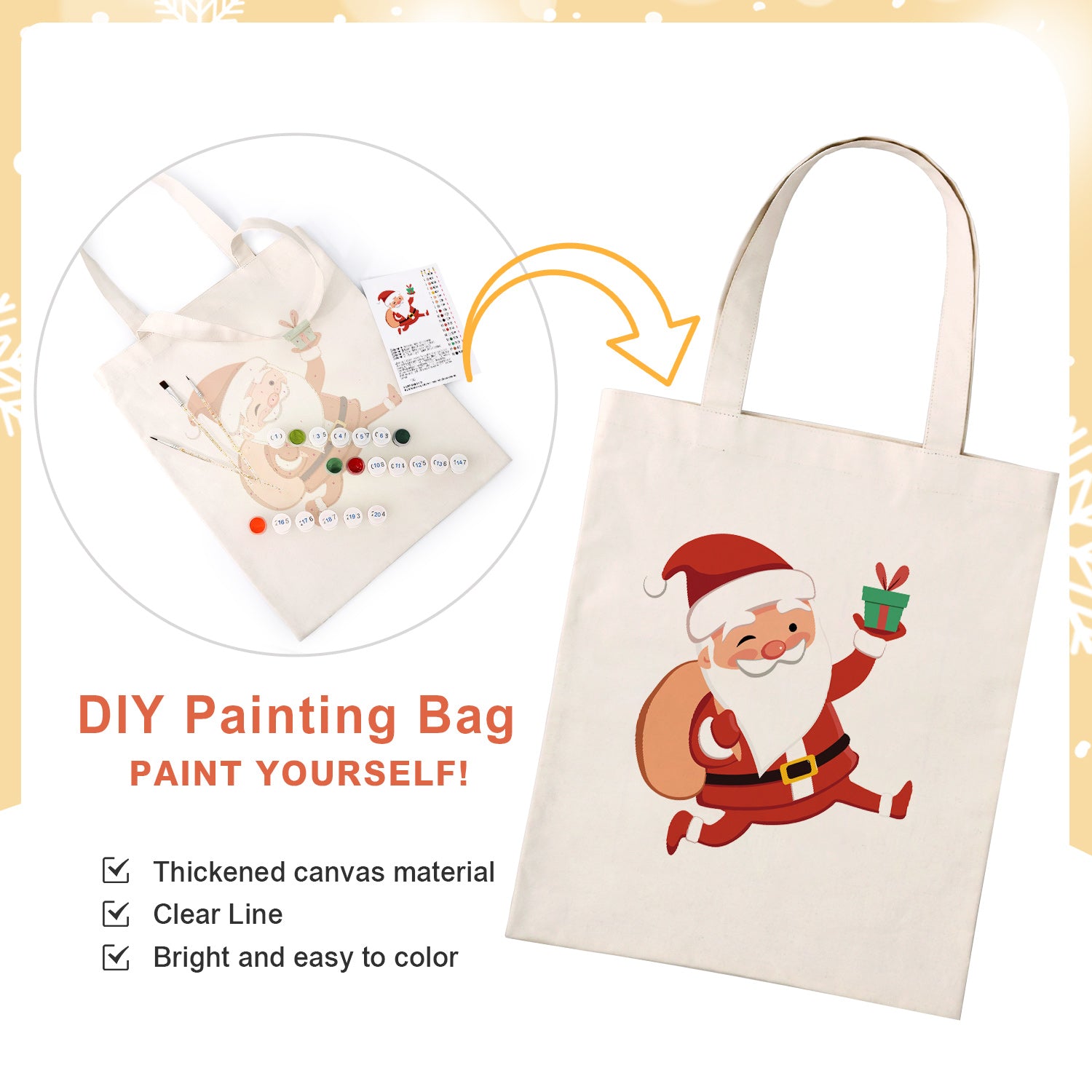 Jolly Santa Bag -  Paint by Numbers Kit for Adults -  Portrait By Numbers