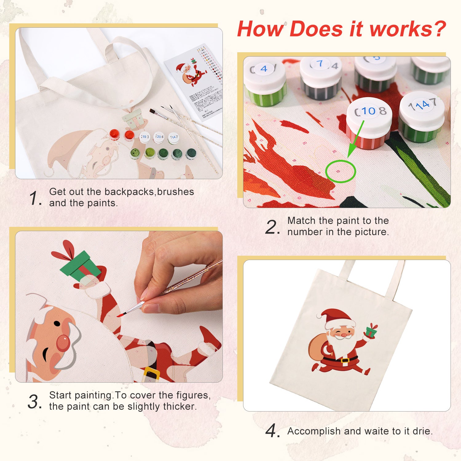 Jolly Santa Bag -  Paint by Numbers Kit for Adults -  Portrait By Numbers