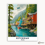 Ketchikan - Travel Poster -  Paint by Numbers Kit for Adults -  Portrait By Numbers