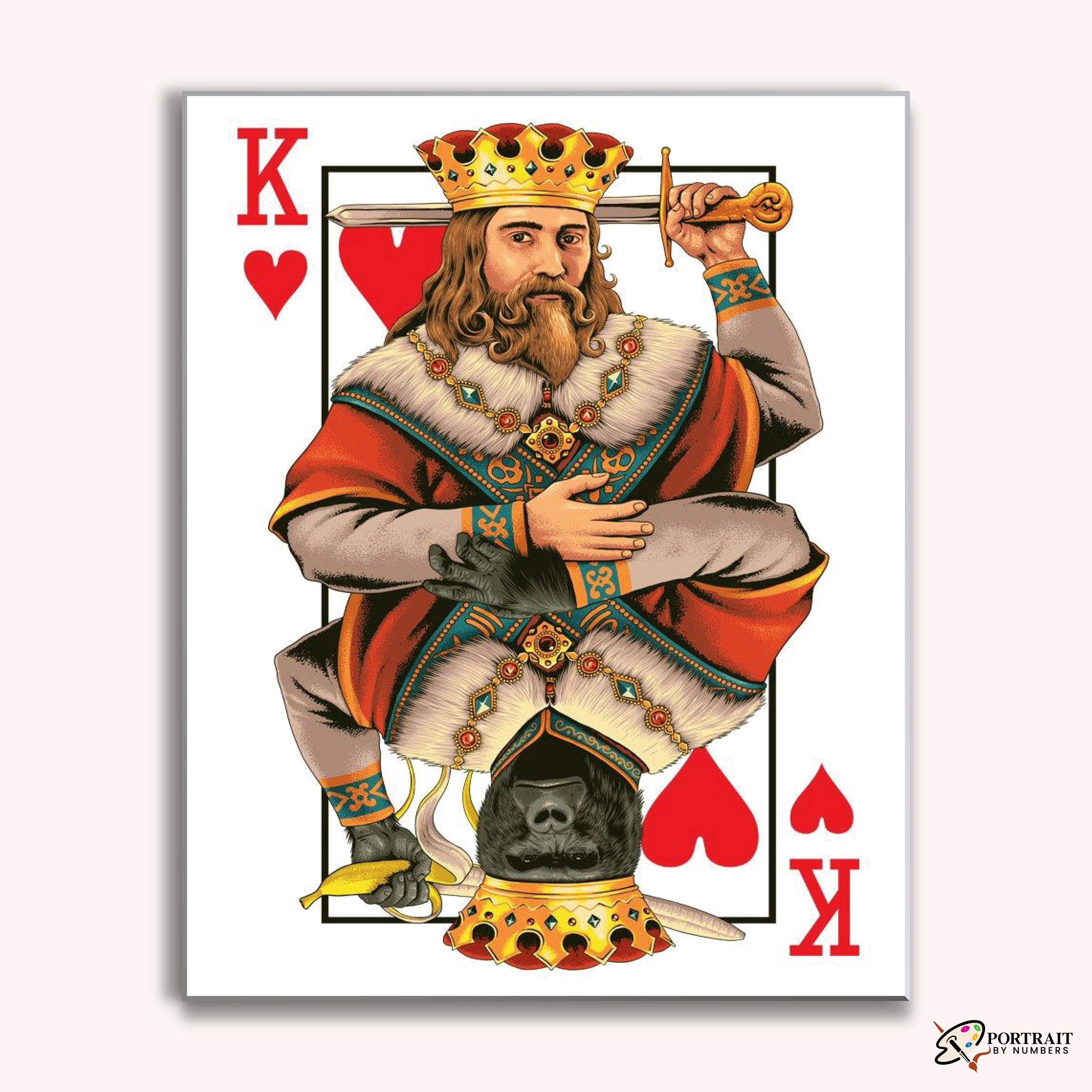King of Hearts Card -  Paint by Numbers Kit for Adults -  Portrait By Numbers