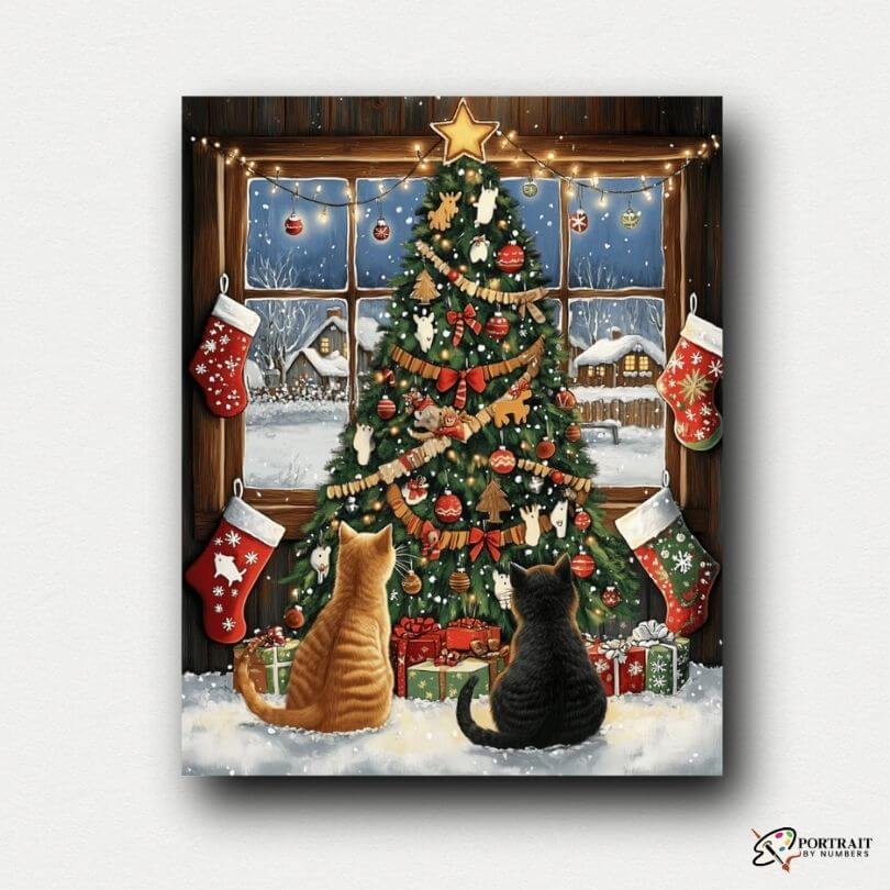 Kitty Christmas -  Paint by numbers -  Portrait By Numbers