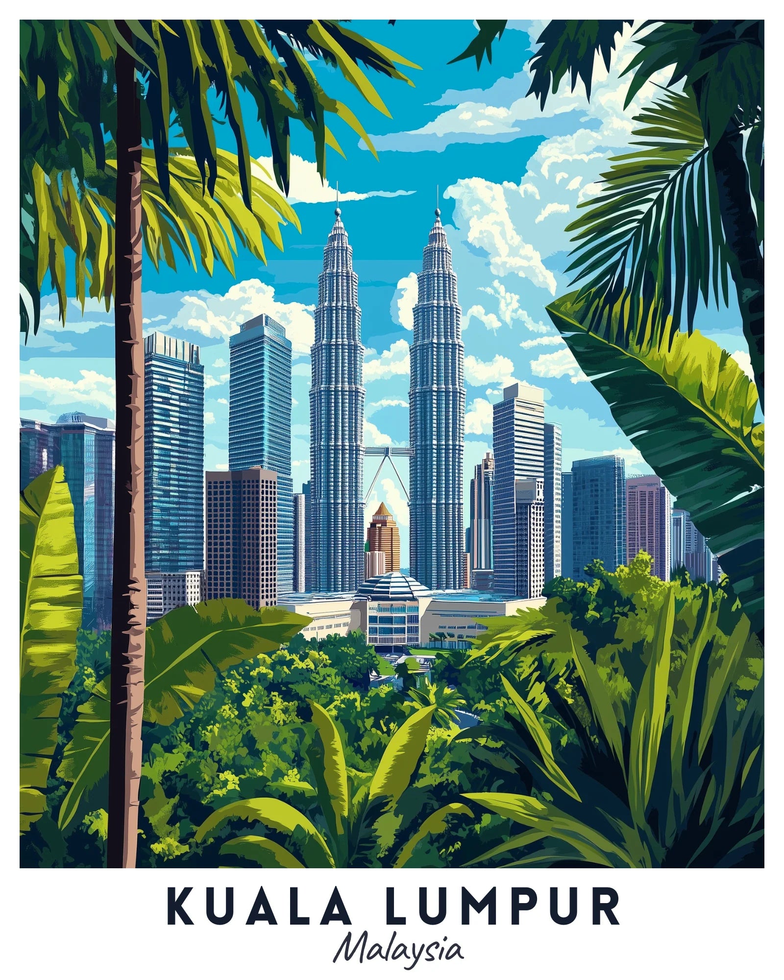 Kuala Lumpur - Travel Poster -  Paint by Numbers Kit for Adults -  Portrait By Numbers