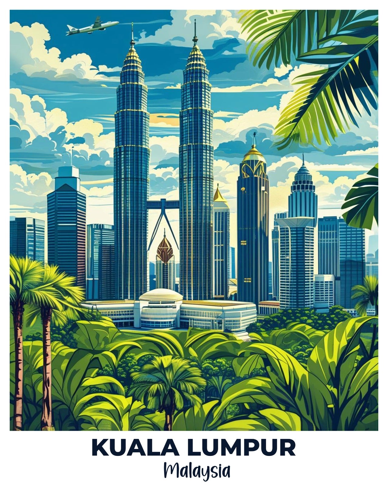 Kuala Lumpur Travel Poster -  Paint by Numbers Kit for Adults -  Portrait By Numbers