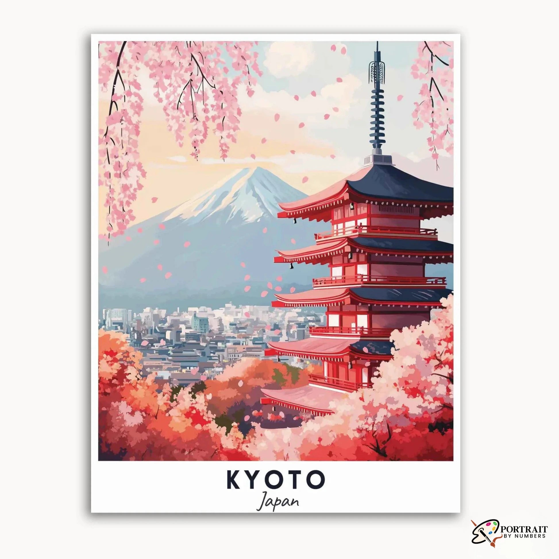 Kyoto Travel Poster -  Paint by Numbers Kit for Adults -  Portrait By Numbers