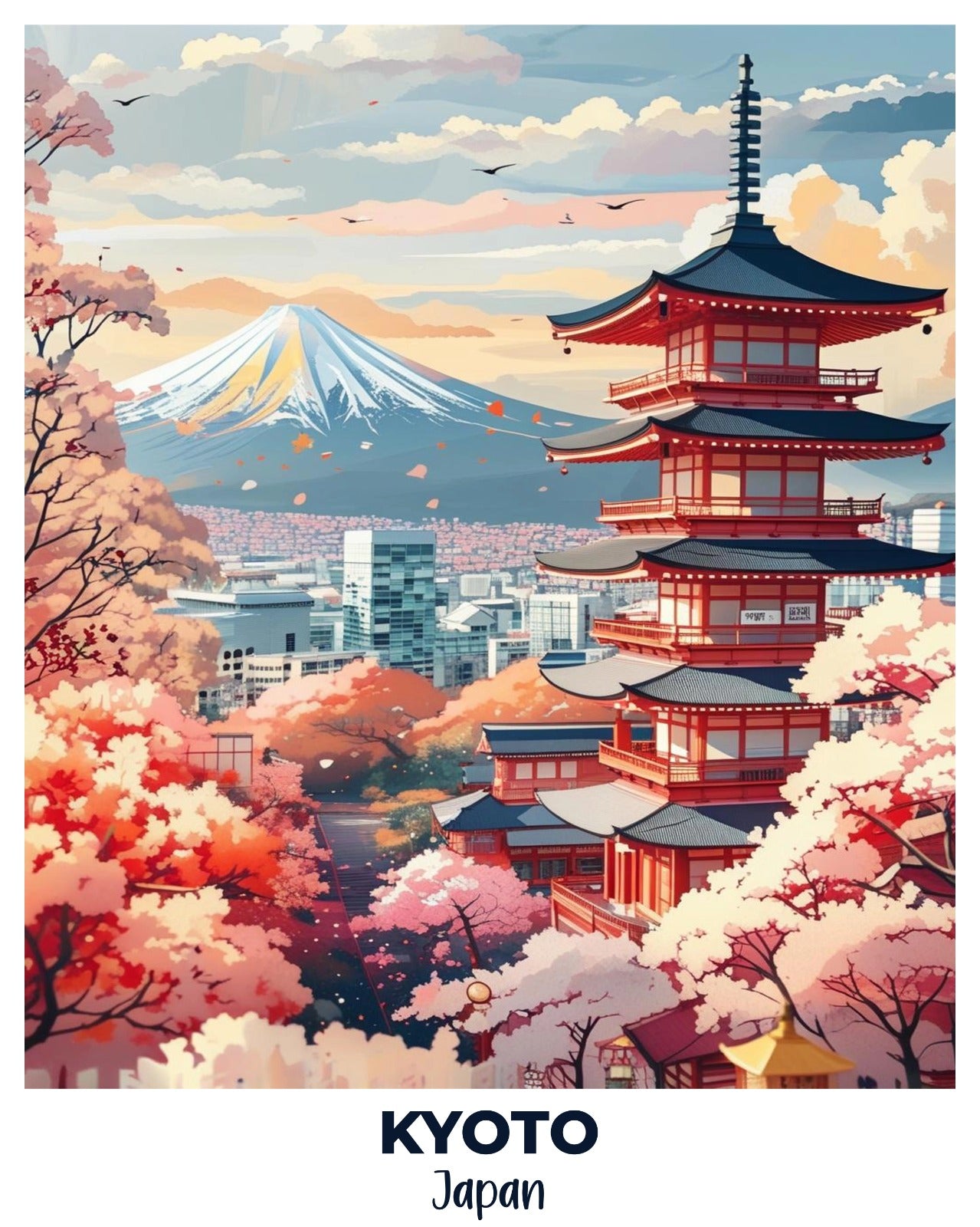 Kyoto Travel Poster -  Paint by Numbers Kit for Adults -  Portrait By Numbers
