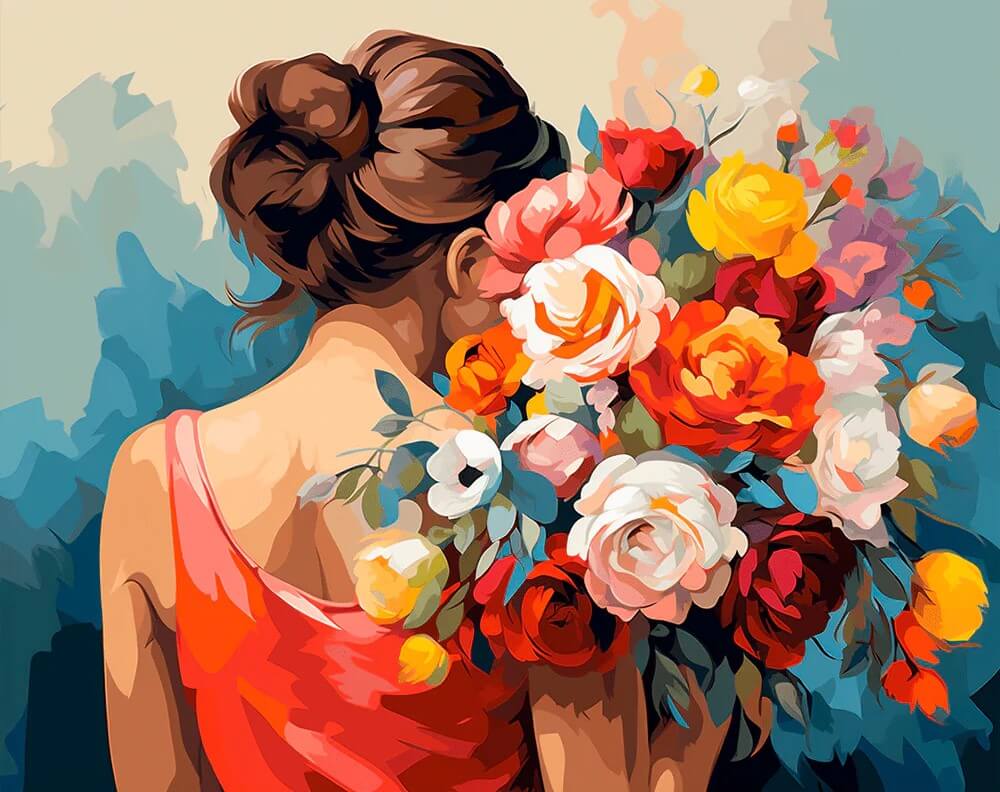 Lady in Red -  Paint by numbers -  Portrait By Numbers