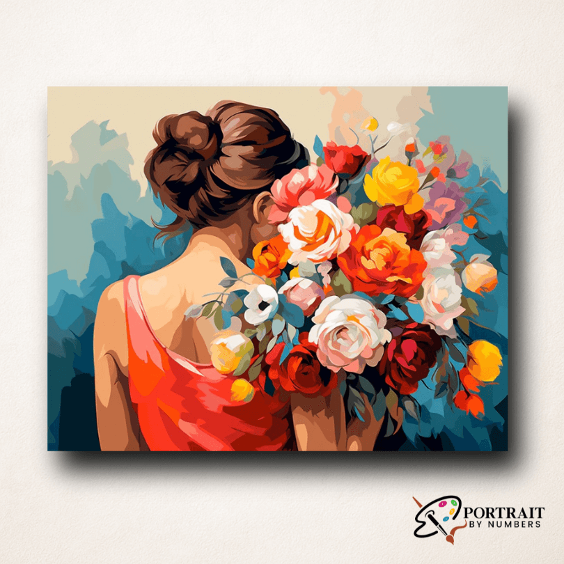 Lady in Red -  Paint by numbers -  Portrait By Numbers