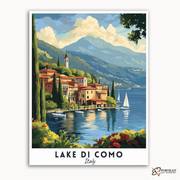 Lake di Como Travel Poster -  Paint by Numbers Kit for Adults -  Portrait By Numbers