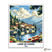 Lake di Como Travel Poster -  Paint by Numbers Kit for Adults -  Portrait By Numbers