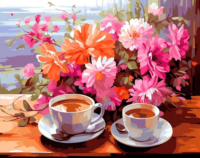 Lakeside Blossoms -  Paint by numbers Kit -  Portrait By Numbers